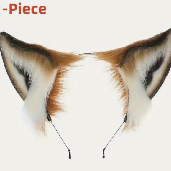 Fluffy Faux Fur Fox Ears Cute Costume Headband Realistic NEW - Picture 2 of 5